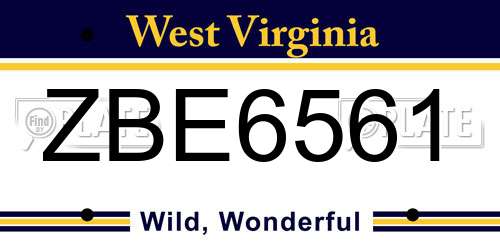 ZBE6561 West Virginia License Plate