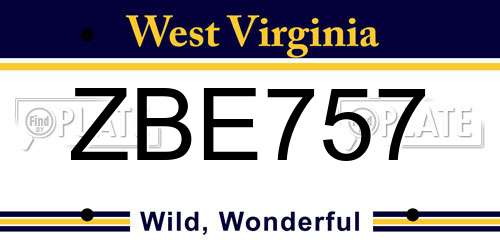 ZBE757 West Virginia License Plate