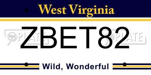 ZBET82 West Virginia License Plate
