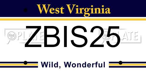 ZBIS25 West Virginia License Plate
