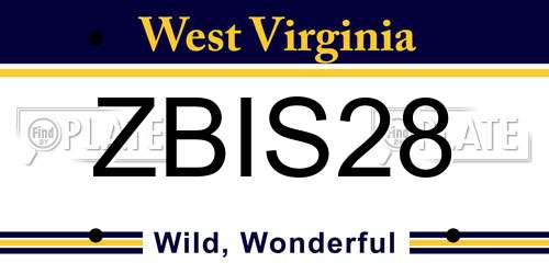 ZBIS28 West Virginia License Plate