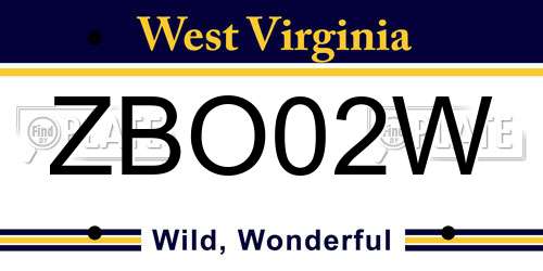 ZBO02W West Virginia License Plate