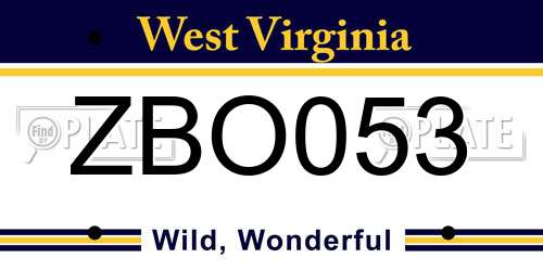 ZBO053 West Virginia License Plate