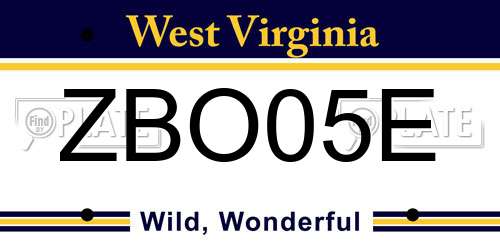 ZBO05E West Virginia License Plate