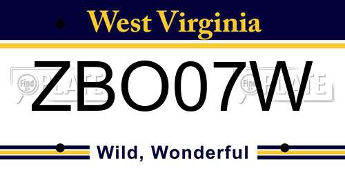 ZBO07W West Virginia License Plate
