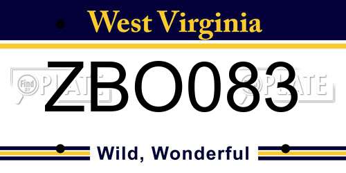 ZBO083 West Virginia License Plate