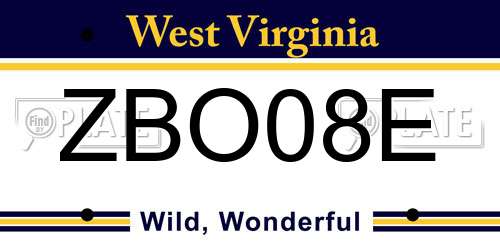 ZBO08E West Virginia License Plate