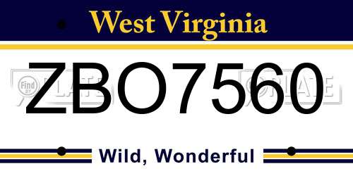 ZBO7560 West Virginia License Plate