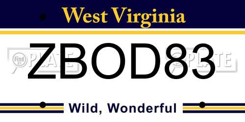 ZBOD83 West Virginia License Plate