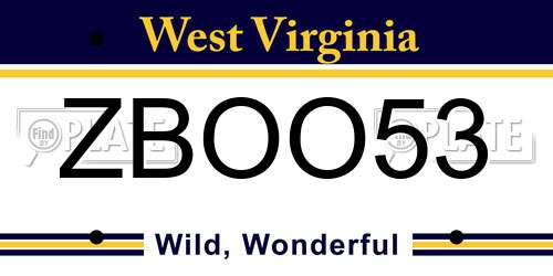 ZBOO53 West Virginia License Plate