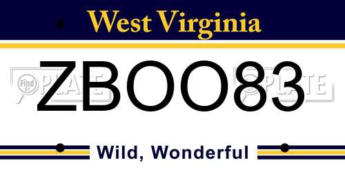ZBOO83 West Virginia License Plate