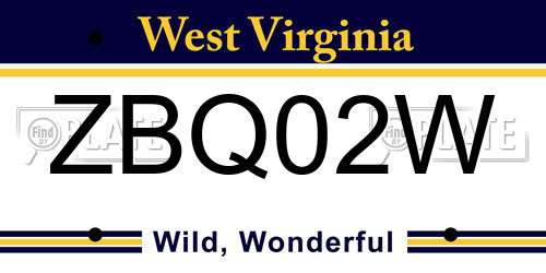 ZBQ02W West Virginia License Plate
