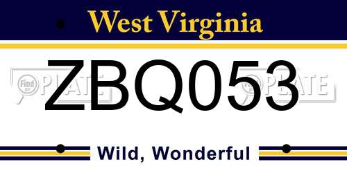 ZBQ053 West Virginia License Plate