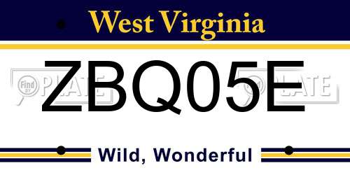 ZBQ05E West Virginia License Plate