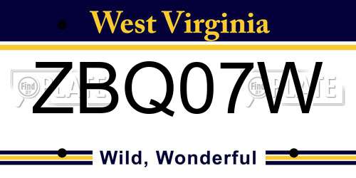 ZBQ07W West Virginia License Plate