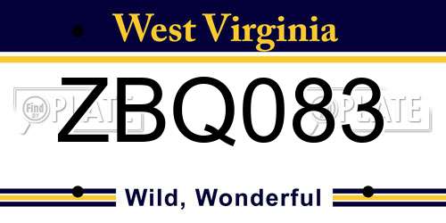 ZBQ083 West Virginia License Plate