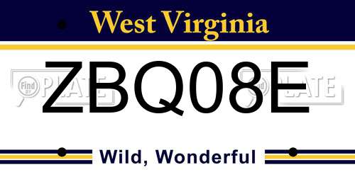 ZBQ08E West Virginia License Plate