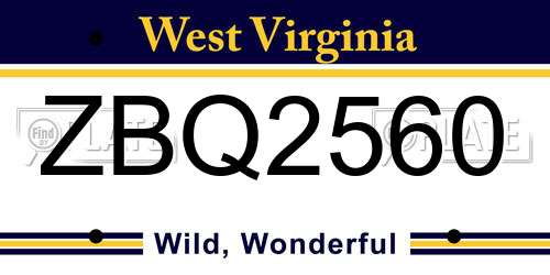 ZBQ2560 West Virginia License Plate