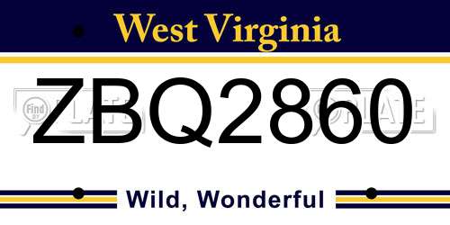 ZBQ2860 West Virginia License Plate