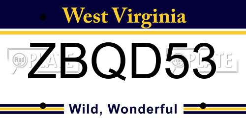ZBQD53 West Virginia License Plate