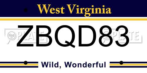 ZBQD83 West Virginia License Plate