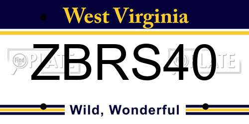 ZBRS40 West Virginia License Plate
