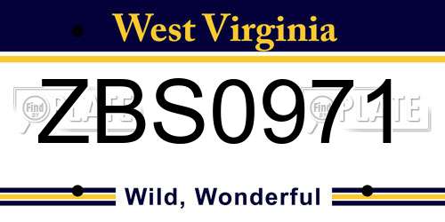 ZBS0971 West Virginia License Plate
