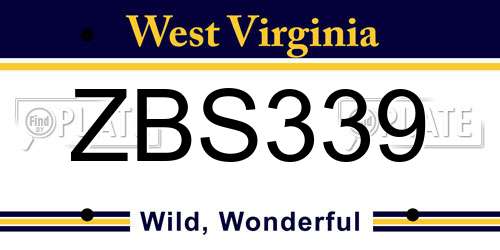 ZBS339 West Virginia License Plate