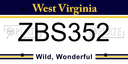 ZBS352 West Virginia License Plate