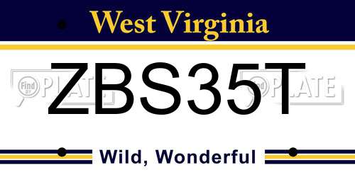 ZBS35T West Virginia License Plate