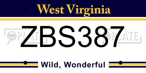 ZBS387 West Virginia License Plate
