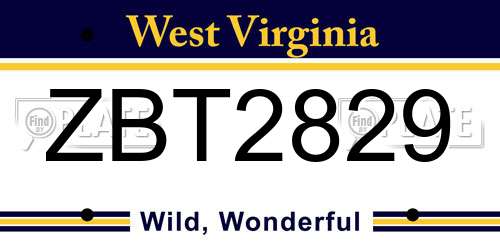 ZBT2829 West Virginia License Plate