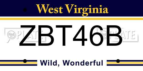 ZBT46B West Virginia License Plate