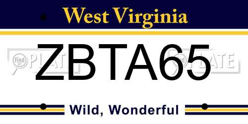 ZBTA65 West Virginia License Plate