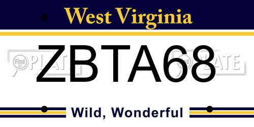 ZBTA68 West Virginia License Plate
