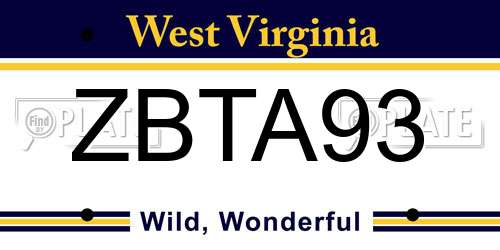 ZBTA93 West Virginia License Plate