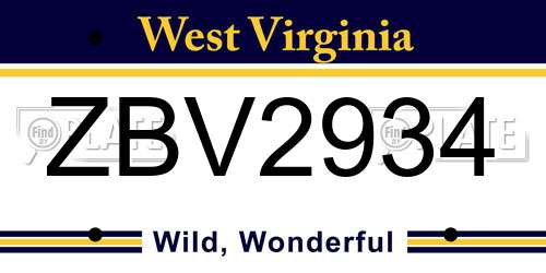 ZBV2934 West Virginia License Plate