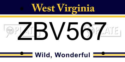 ZBV567 West Virginia License Plate