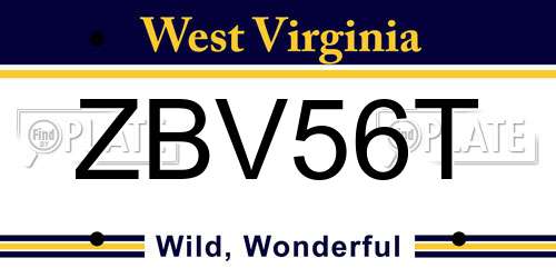 ZBV56T West Virginia License Plate