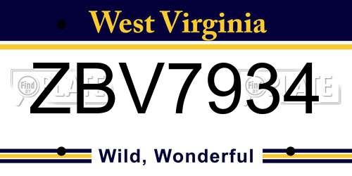 ZBV7934 West Virginia License Plate