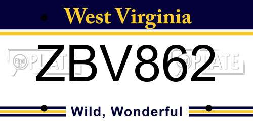 ZBV862 West Virginia License Plate