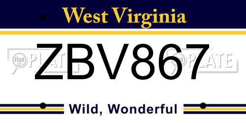 ZBV867 West Virginia License Plate