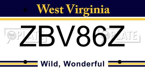 ZBV86Z West Virginia License Plate