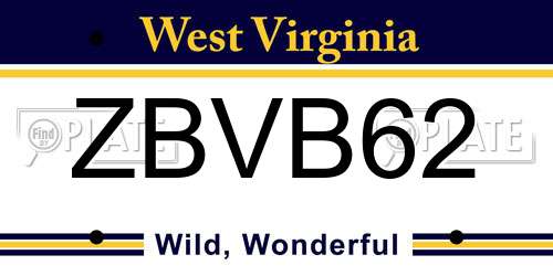 ZBVB62 West Virginia License Plate
