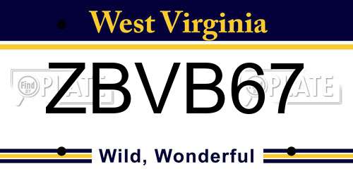 ZBVB67 West Virginia License Plate