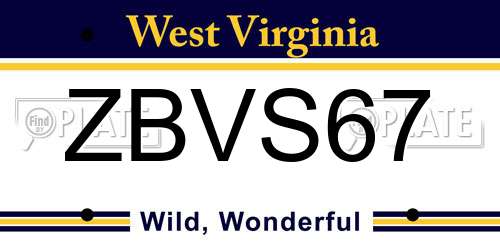 ZBVS67 West Virginia License Plate