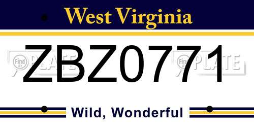 ZBZ0771 West Virginia License Plate