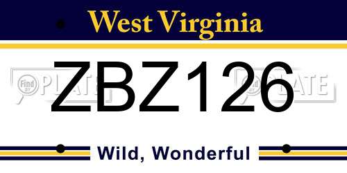 ZBZ126 West Virginia License Plate