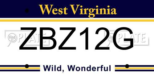 ZBZ12G West Virginia License Plate