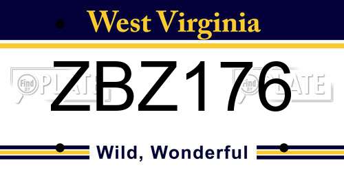 ZBZ176 West Virginia License Plate